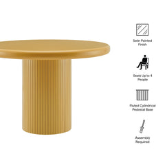 Belmonte Mustard 45 Inch Painted Wood Round Pedestal Dining Table - Ornate Home