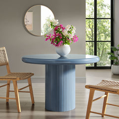 Belmonte Stillwater Blue 45 Inch Painted Wood Round Pedestal Dining Table - Ornate Home