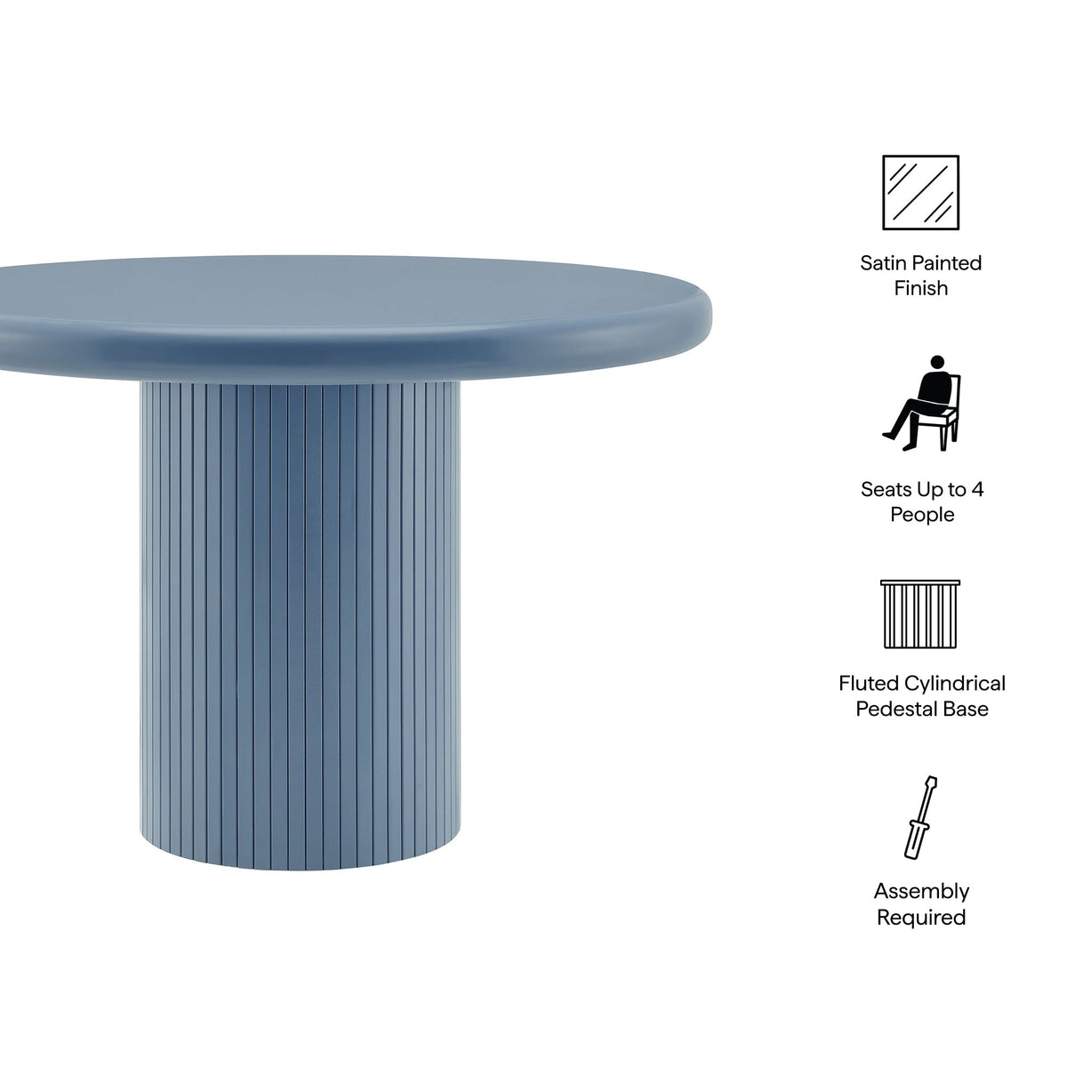 Belmonte Stillwater Blue 45 Inch Painted Wood Round Pedestal Dining Table - Ornate Home