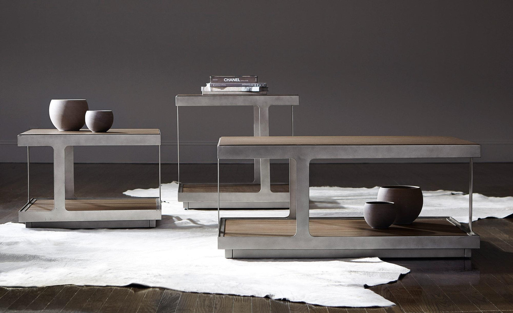 Belvedere Antiqued Pewter/Portobello Side Table - Ornate Home