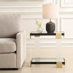 Bendena Black/Brass Modern Side Table - Ornate Home