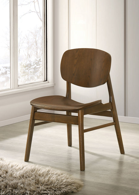 Benford Dark Brown Dining Side Chair Wood Seat (Set of 2) - Ornate Home