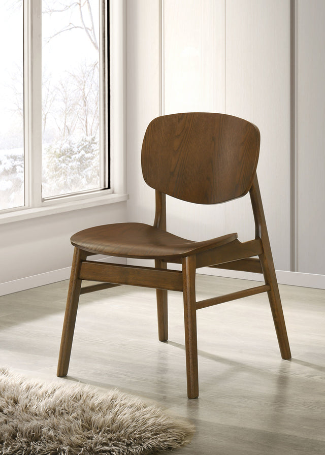Benford Dark Brown Dining Side Chair Wood Seat (Set of 2) - Ornate Home