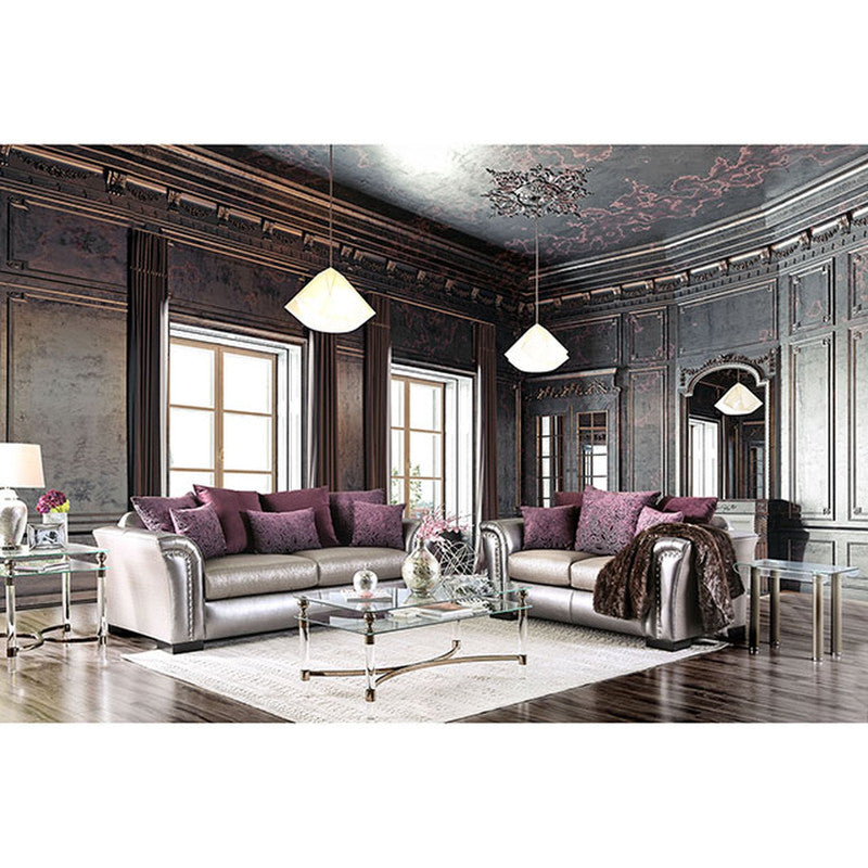 Benigno Pewter/Purple Loveseat - Ornate Home