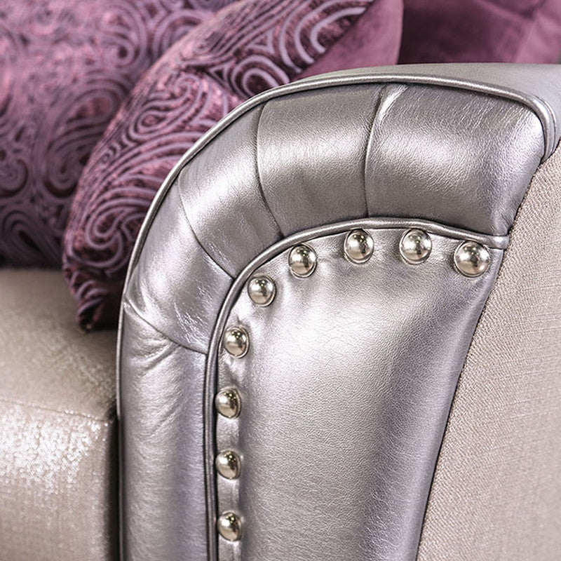 Benigno Pewter/Purple Loveseat - Ornate Home
