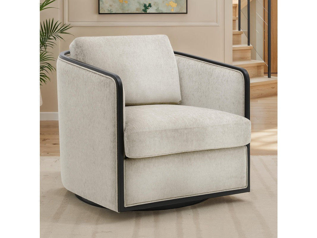 Benilde Taupe Swivel Chair - Ornate Home