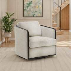 Benilde Taupe Swivel Chair - Ornate Home