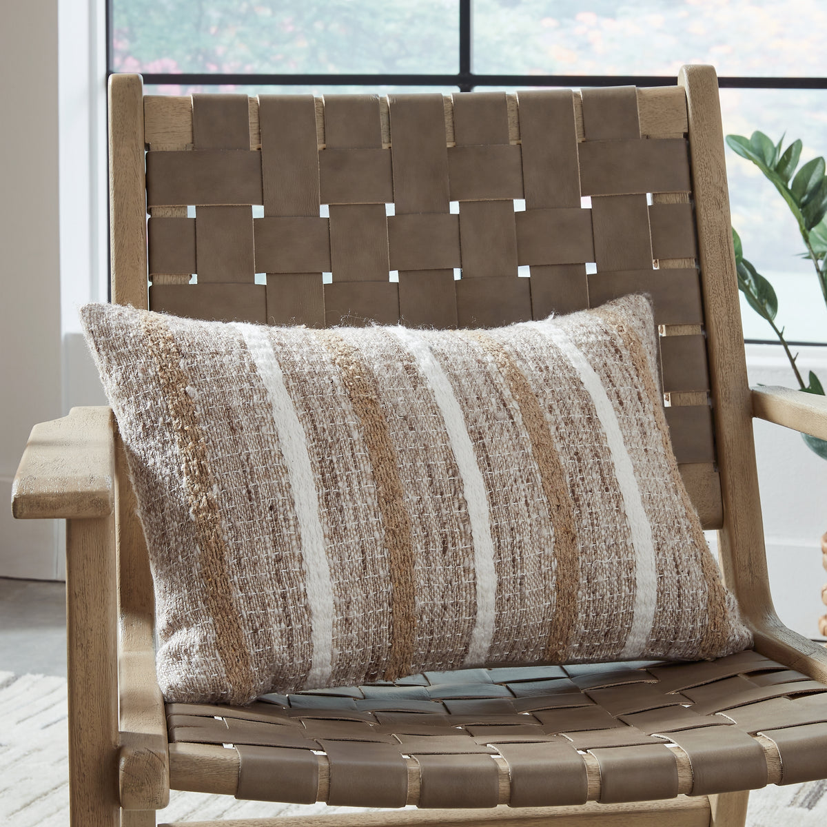 Ashley Furniture Benish Tan/Brown/White Pillow | Ornate Home