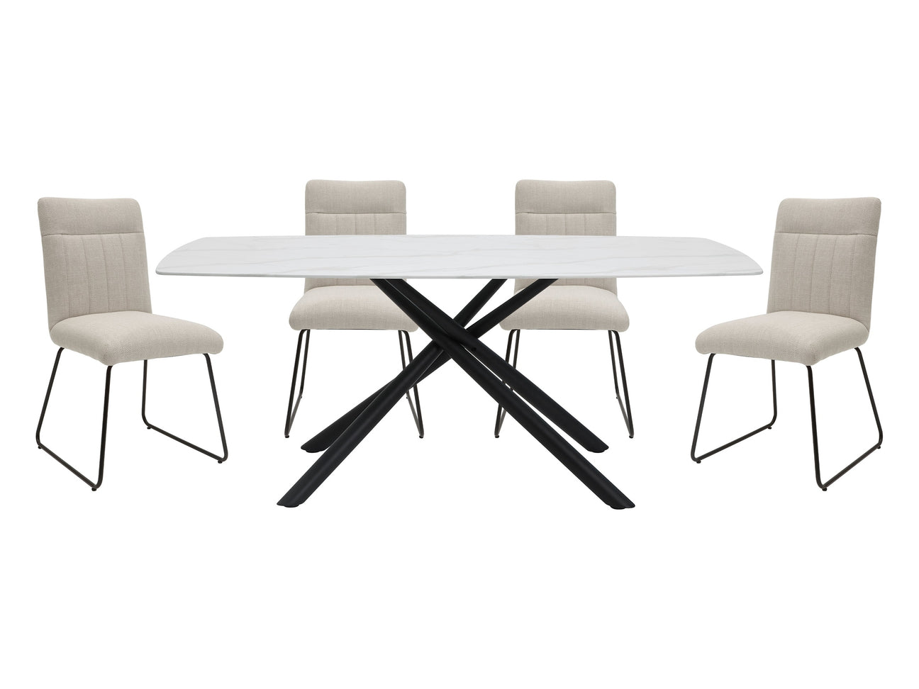 Benito White/Beige 5-Piece Dining Table Set - Ornate Home