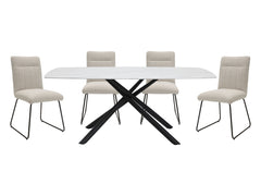 Benito White/Beige 5-Piece Dining Table Set - Ornate Home
