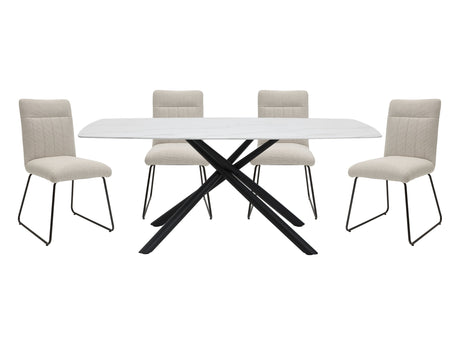 Benito White/Beige 5-Piece Dining Table Set - Ornate Home