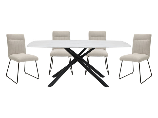 Benito White/Beige 5-Piece Dining Table Set - Ornate Home