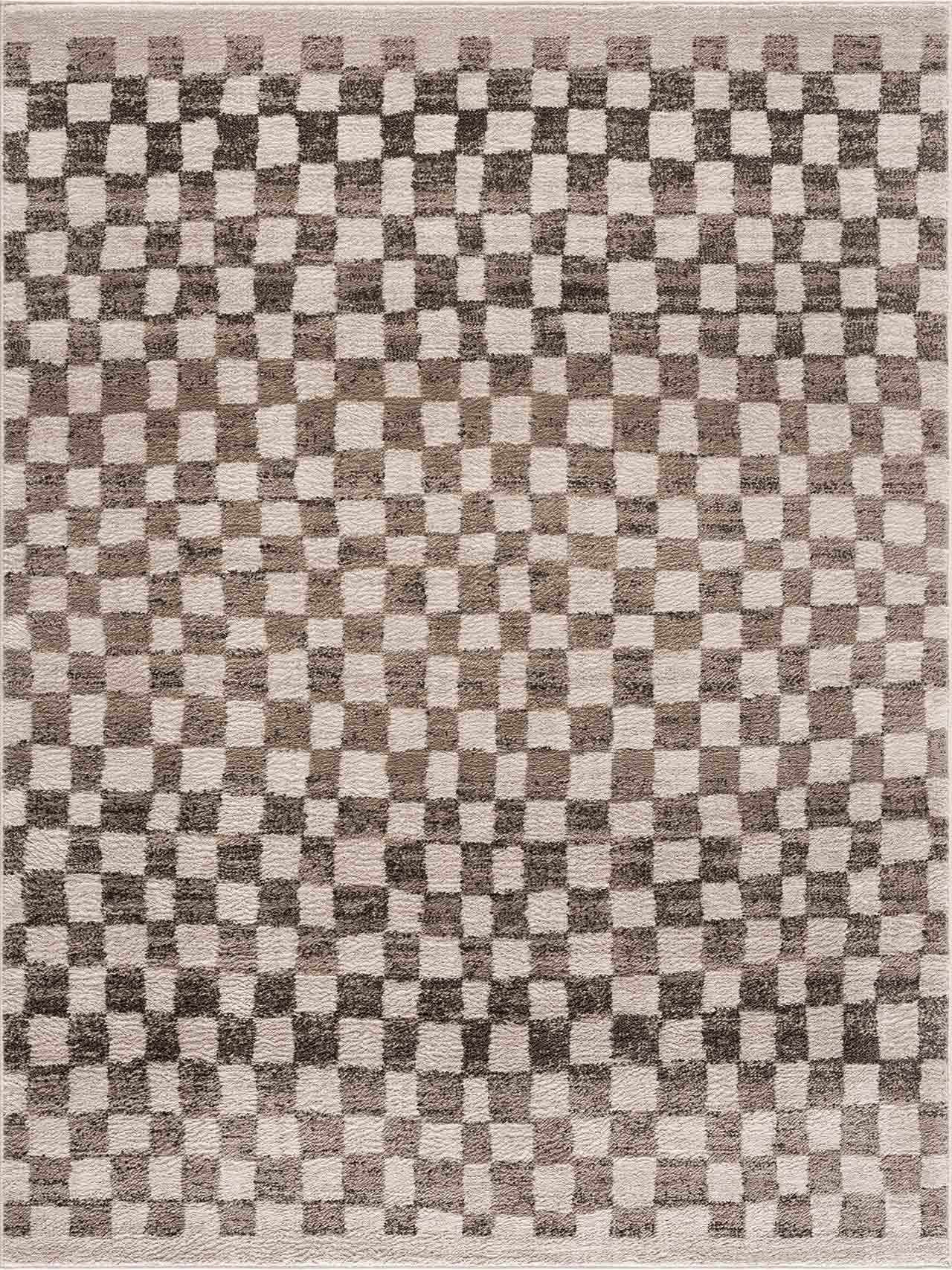 Benjy Cream & Charcoal Checkered Area Rug - Ornate Home