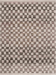 Benjy Cream & Charcoal Checkered Area Rug - Ornate Home