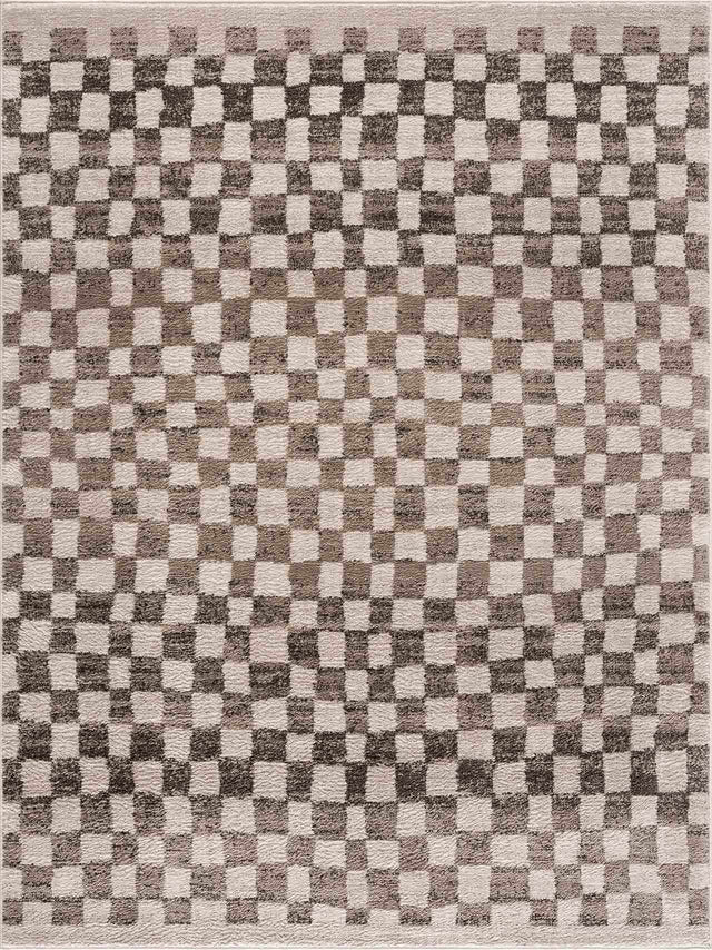 Benjy Cream & Charcoal Checkered Area Rug - Ornate Home