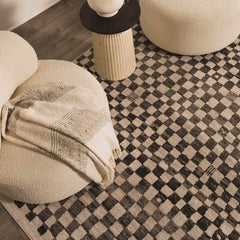 Benjy Cream & Charcoal Checkered Area Rug - Ornate Home