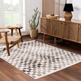 Benjy Cream & Charcoal Checkered Area Rug - Ornate Home