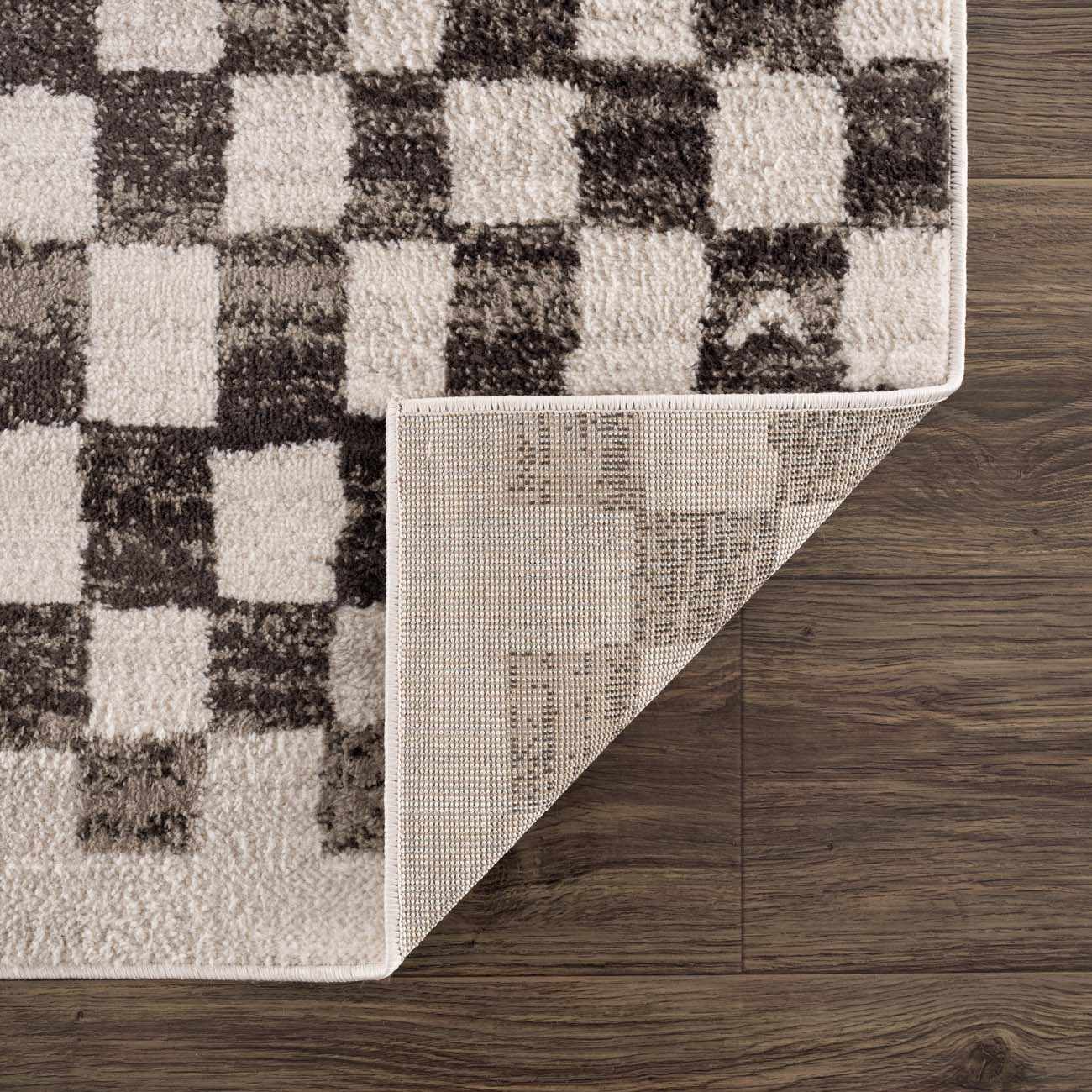 Benjy Cream & Charcoal Checkered Area Rug - Ornate Home