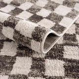 Benjy Cream & Charcoal Checkered Area Rug - Ornate Home