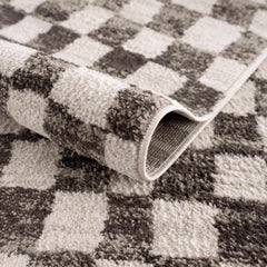 Benjy Cream & Charcoal Checkered Area Rug - Ornate Home
