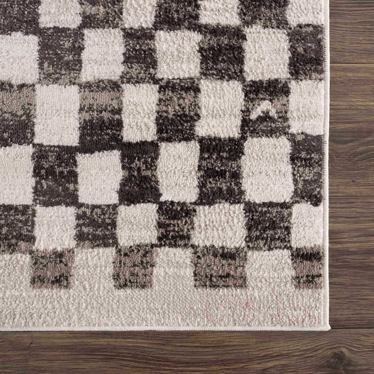 Benjy Cream & Charcoal Checkered Area Rug - Ornate Home