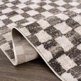 Benjy Cream & Charcoal Checkered Area Rug - Ornate Home