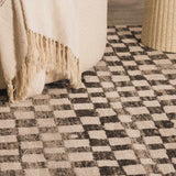 Benjy Cream & Charcoal Checkered Area Rug - Ornate Home