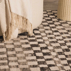 Benjy Cream & Charcoal Checkered Area Rug - Ornate Home
