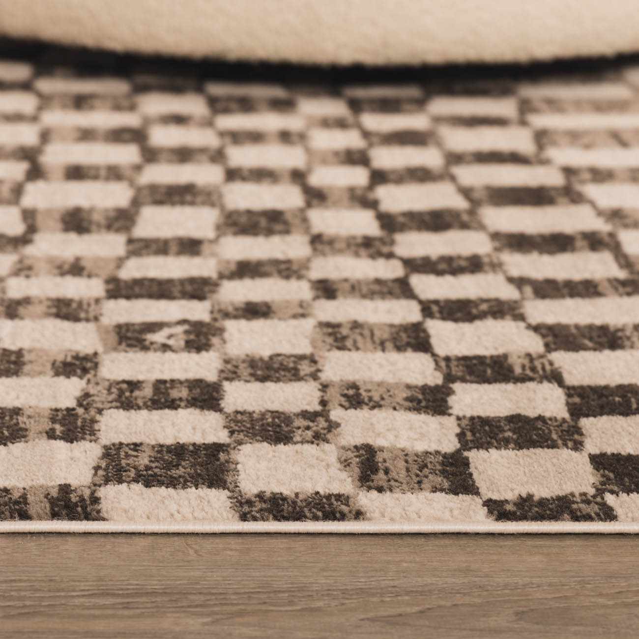 Benjy Cream & Charcoal Checkered Area Rug - Ornate Home
