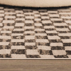 Benjy Cream & Charcoal Checkered Area Rug - Ornate Home