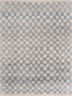 Benjy Cream & Light Blue Checkered Area Rug - Ornate Home