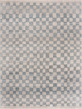 Benjy Cream & Light Blue Checkered Area Rug - Ornate Home