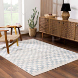 Benjy Cream & Light Blue Checkered Area Rug - Ornate Home