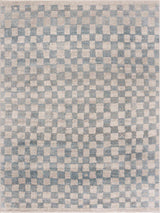 Benjy Cream & Light Blue Checkered Area Rug - Ornate Home