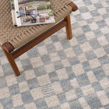 Benjy Cream & Light Blue Checkered Area Rug - Ornate Home