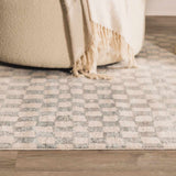 Benjy Cream & Light Blue Checkered Area Rug - Ornate Home