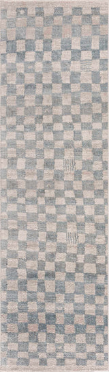 Benjy Cream & Light Blue Checkered Area Rug - Ornate Home