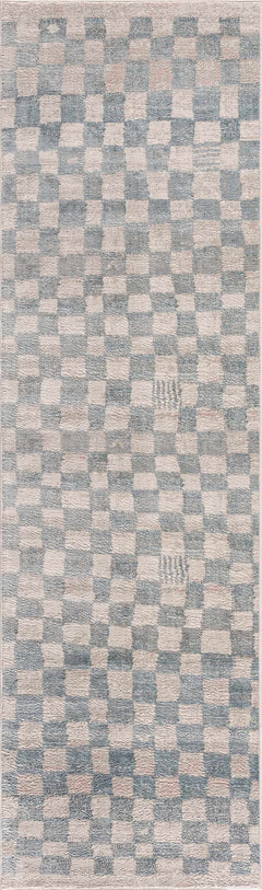 Benjy Cream & Light Blue Checkered Area Rug - Ornate Home