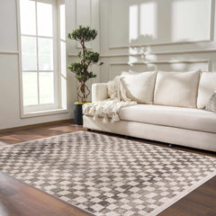 Benjy Irregular Checkboard Rug - Beige - Ornate Home