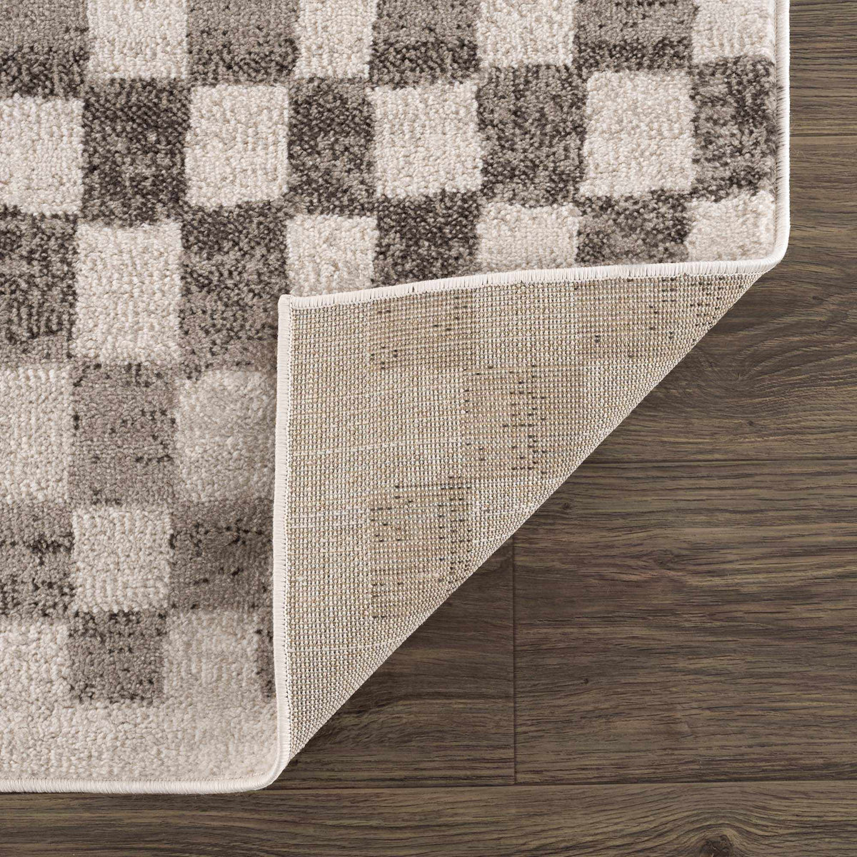 Benjy Irregular Checkboard Rug - Beige - Ornate Home