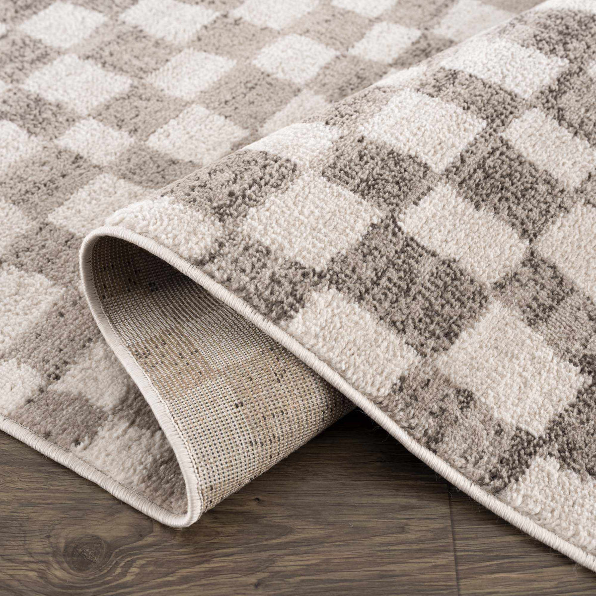 Benjy Irregular Checkboard Rug - Beige - Ornate Home