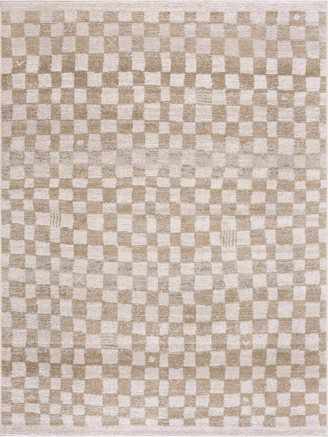 Benjy Irregular Checkboard Rug - Cream&Gold - Ornate Home