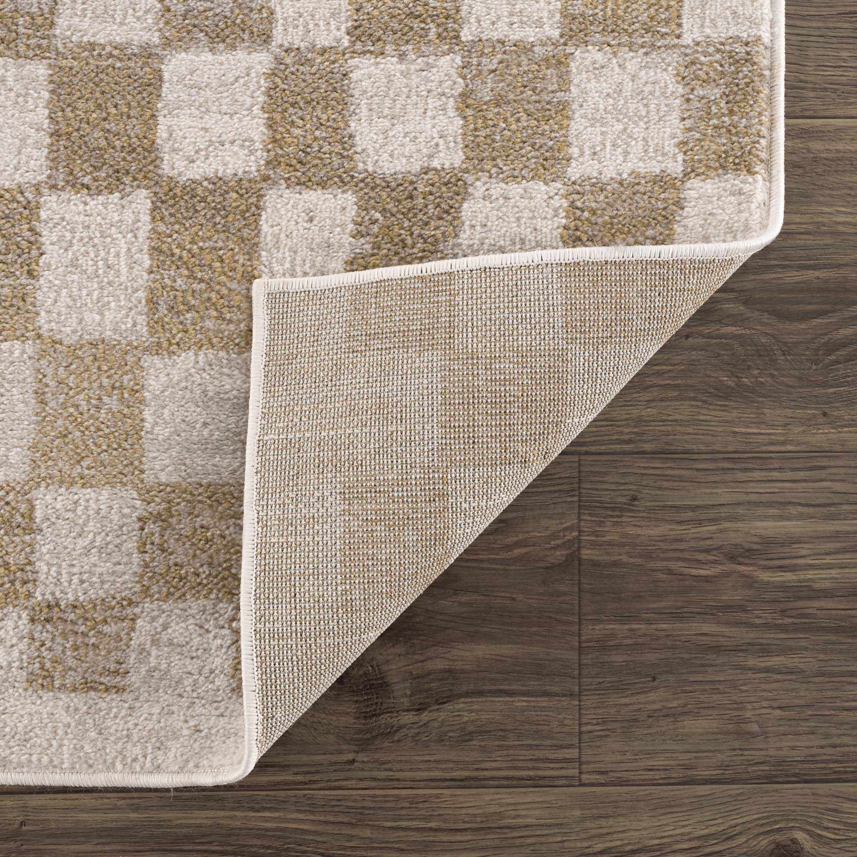 Benjy Irregular Checkboard Rug - Cream&Gold - Ornate Home