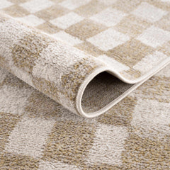 Benjy Irregular Checkboard Rug - Cream&Gold - Ornate Home