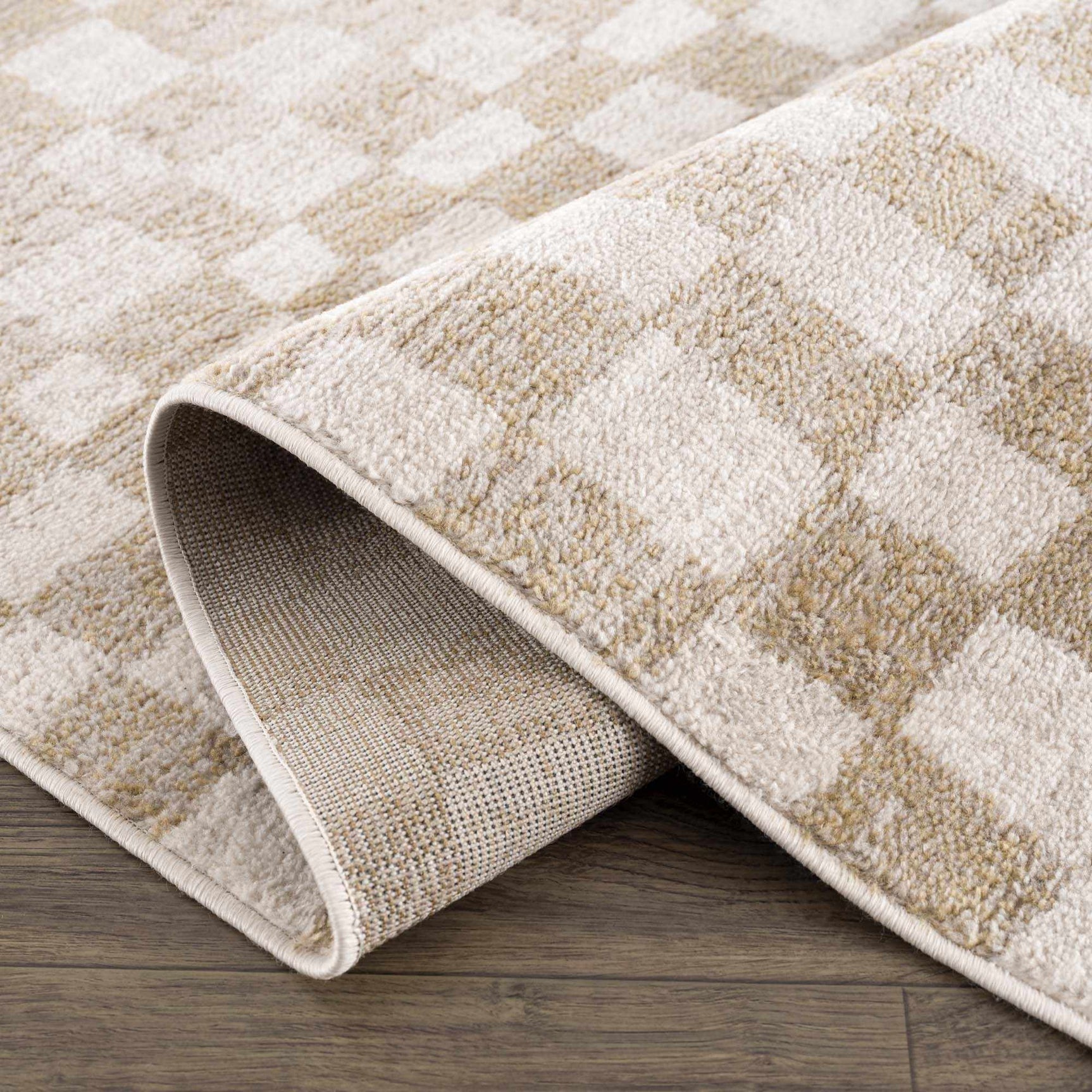 Benjy Irregular Checkboard Rug - Cream&Gold - Ornate Home