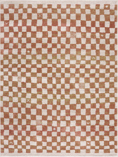 Benjy Irregular Checkboard Rug - Cream&Salmon - Ornate Home