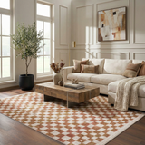 Benjy Irregular Checkboard Rug - Cream&Salmon - Ornate Home