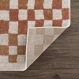 Benjy Irregular Checkboard Rug - Cream&Salmon - Ornate Home