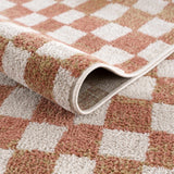 Benjy Irregular Checkboard Rug - Cream&Salmon - Ornate Home
