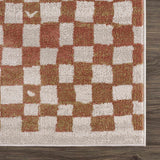 Benjy Irregular Checkboard Rug - Cream&Salmon - Ornate Home